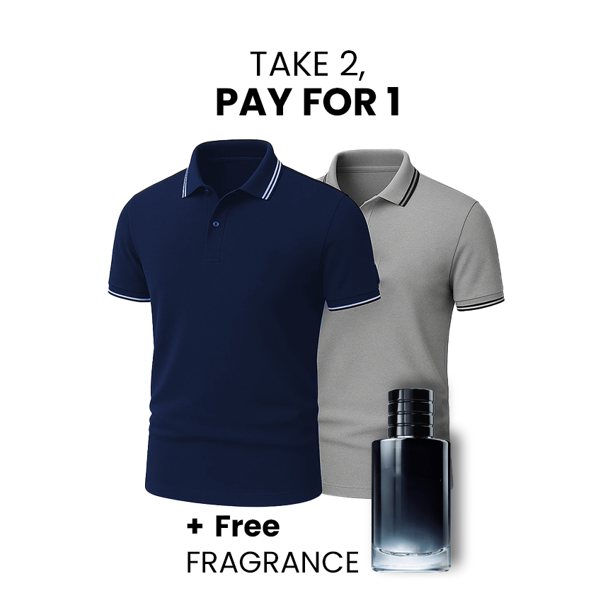 [BUY 1 GET 2] Premiere Polo Shirt Kit – 2 Premium Polos + Free Luxury Fragrance